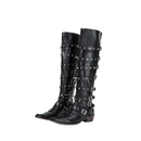 Punk Gothic Cowboy Shoes Pointed Toe Women Rivet Long Boots - AwwwCos