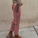 Rave Dance Shiny Metallic Trousers Holographic Glitter Cropped Pants