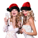 Red Christmas Warm Adult Hat Black Plush Hat Props Accessory - AwwwCos