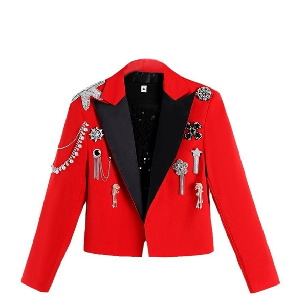 Red Stage Show Performance Male Guest Night Shop Singer Host Costume