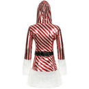 Red Striped Women Christmas Party Costume Performance Dress
