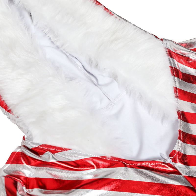 Red Striped Women Christmas Party Costume Performance Dress