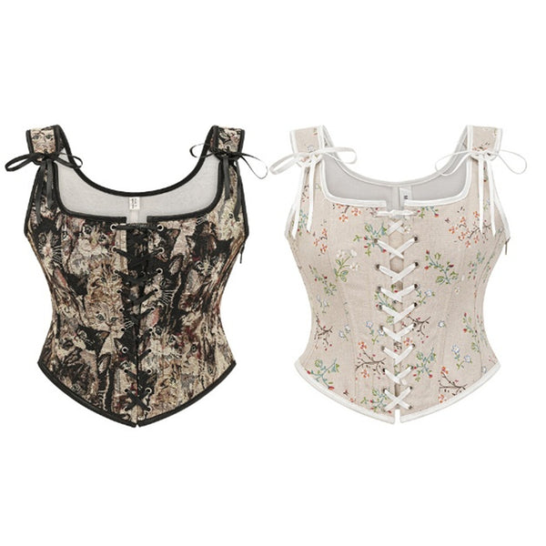 Renaissance Corset Top for Women Vintage Floral Bustier Lingerie Bodyshaper - AwwwCos