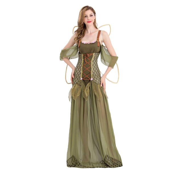 Renaissance Elf Cosplay Costume Ren Faire Dress Wings Women Outer Garment - AwwwCos