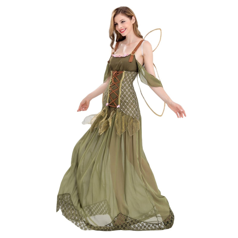 Renaissance Elf Cosplay Costume Ren Faire Dress Wings Women Outer Garment - AwwwCos