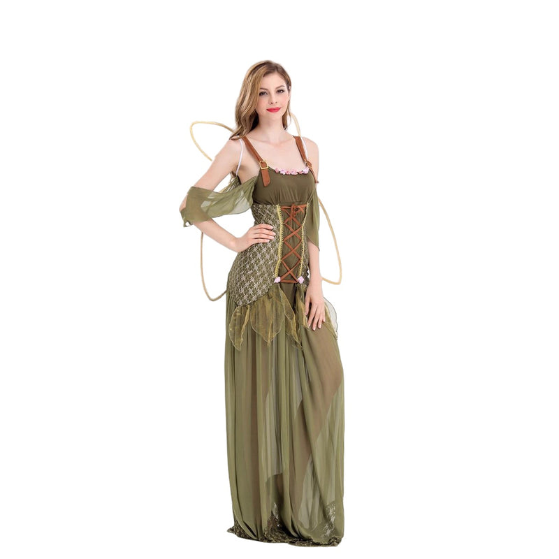 Renaissance Elf Cosplay Costume Ren Faire Dress Wings Women Outer Garment - AwwwCos