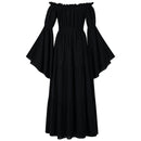 Renaissance Faire Costume Women Off Shoulder Long Bell Sleeve Dress - AwwwCos
