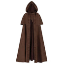 Renaissance Hooded Cape Medieval Hobbit Halloween Ruffles Cloak - AwwwCos