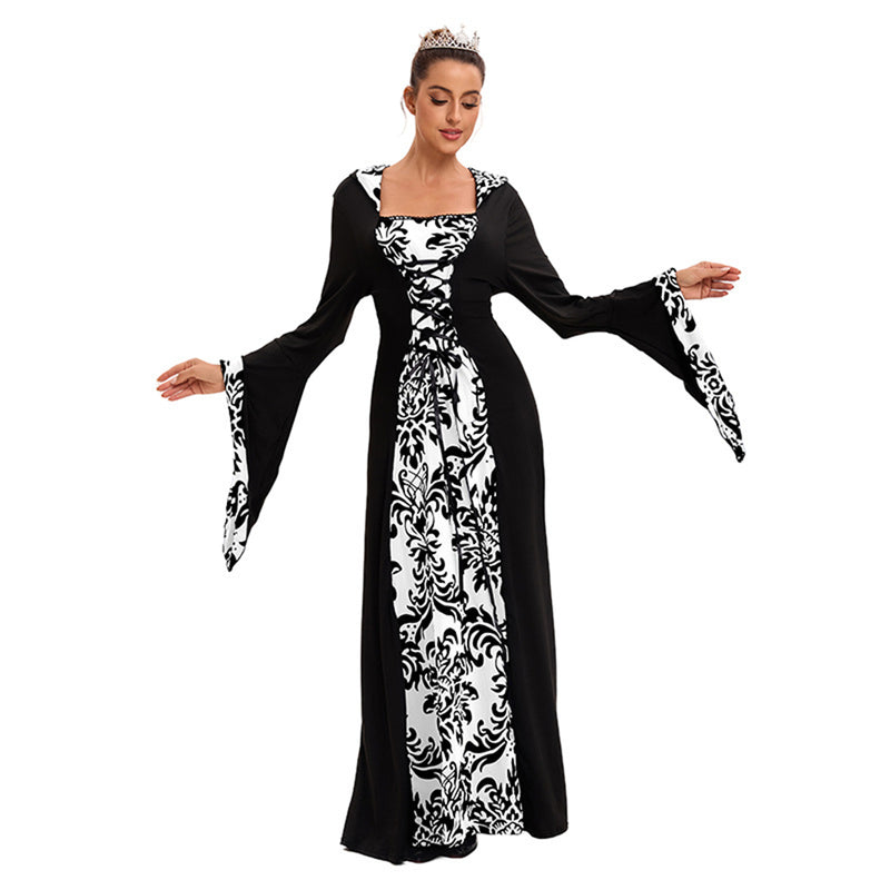 Renaissance Medieval Cosplay Costume Women Hooded Dress With Belt - AwwwCos