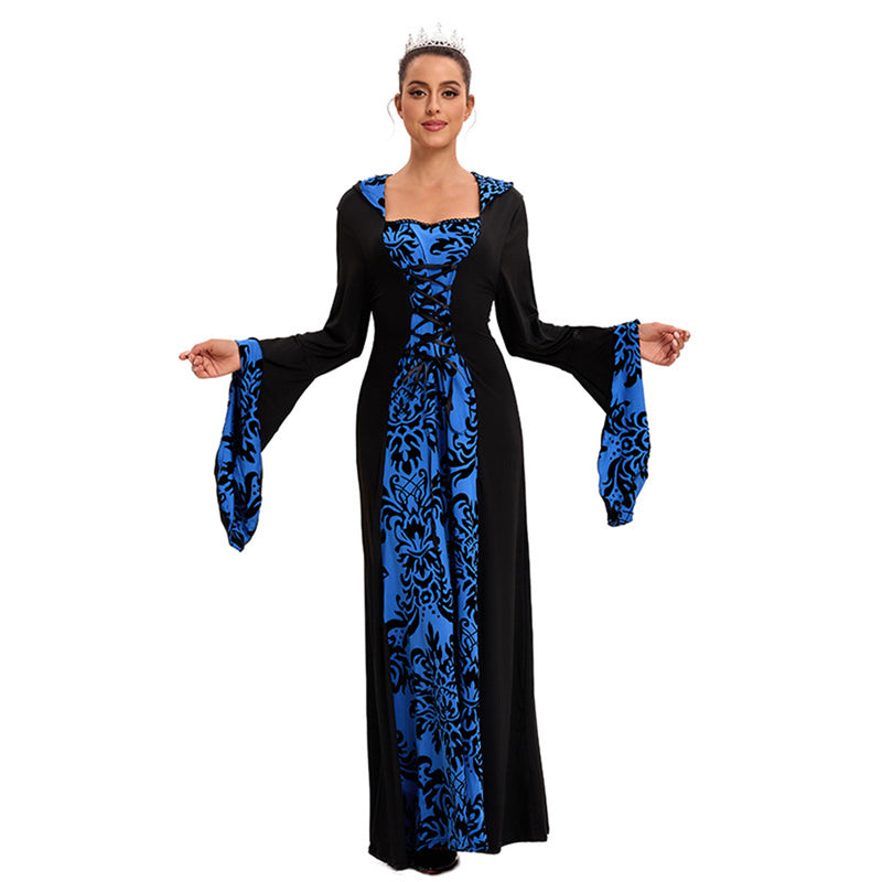 Renaissance Medieval Cosplay Costume Women Hooded Dress With Belt - AwwwCos