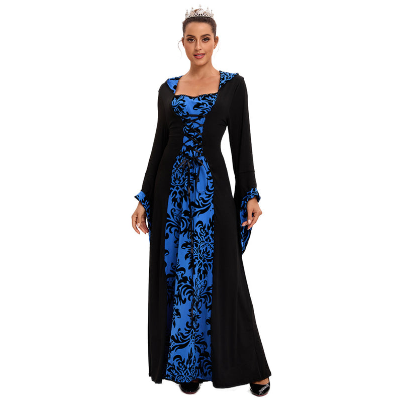 Renaissance Medieval Cosplay Costume Women Hooded Dress With Belt - AwwwCos