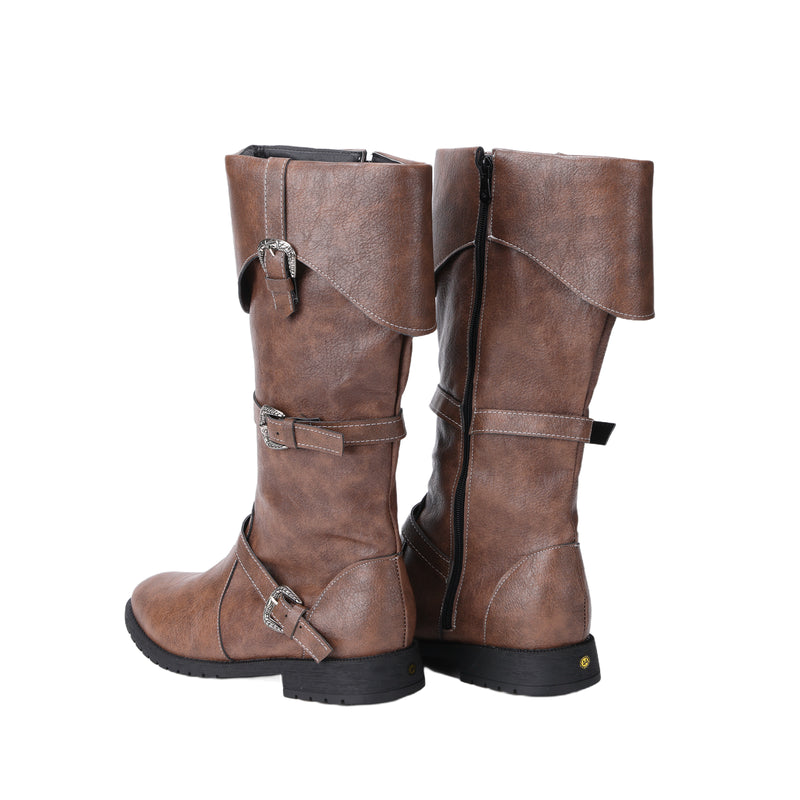 Renaissance Men High Knee PU Medieval Viking Pirate Cosplay Shoes