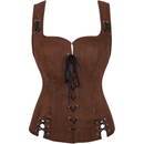 Renaissance Steampunk Pirate Vest Medieval Suede Lace-Up Vest - AwwwCos