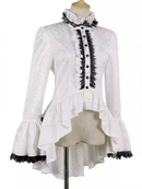 Renaissance Victorian Medieval Lolita Lotus Ruffle Elegant Dressy Women Top - AwwwCos