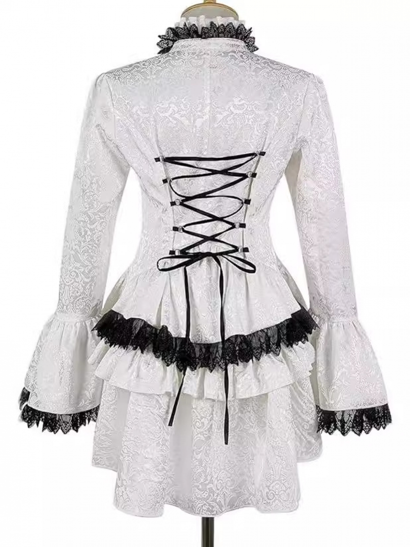 Renaissance Victorian Medieval Lolita Lotus Ruffle Elegant Dressy Women Top