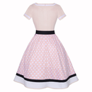 Retro 50s Hepburn Style Cotton V-neck Polka Dot Large Hemline Dress - AwwwCos