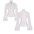 Retro Royal Court Horn Long-Sleeved Gothic Interior Ruffles Lace Shirt - AwwwCos