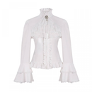 Retro Royal Court Horn Long-Sleeved Gothic Interior Ruffles Lace Shirt - AwwwCos