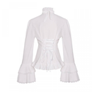 Retro Royal Court Horn Long-Sleeved Gothic Interior Ruffles Lace Shirt - AwwwCos