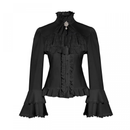 Retro Royal Court Horn Long-Sleeved Gothic Interior Ruffles Lace Shirt - AwwwCos