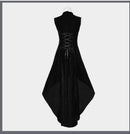 Retro V Neck Lace Trim Gown Velvet Punk High Waist Evening Dress - AwwwCos