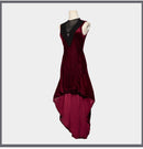 Retro V Neck Lace Trim Gown Velvet Punk High Waist Evening Dress - AwwwCos
