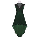 Retro V Neck Lace Trim Gown Velvet Punk High Waist Evening Dress - AwwwCos
