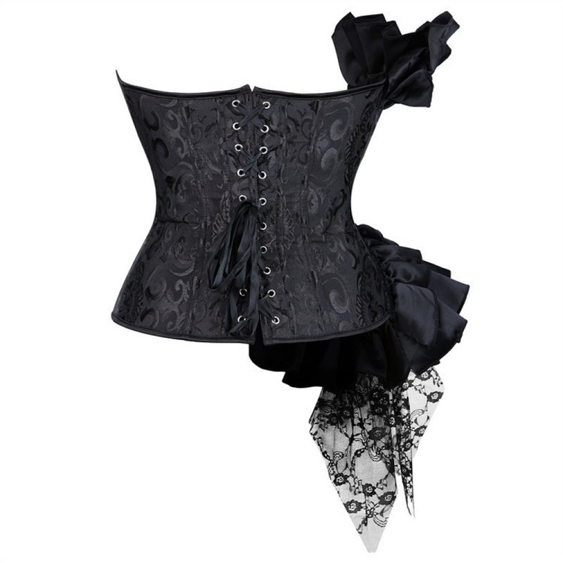 Retro Vintage Victorian Floral Brocade Overbust Corset Bustier - AwwwCos