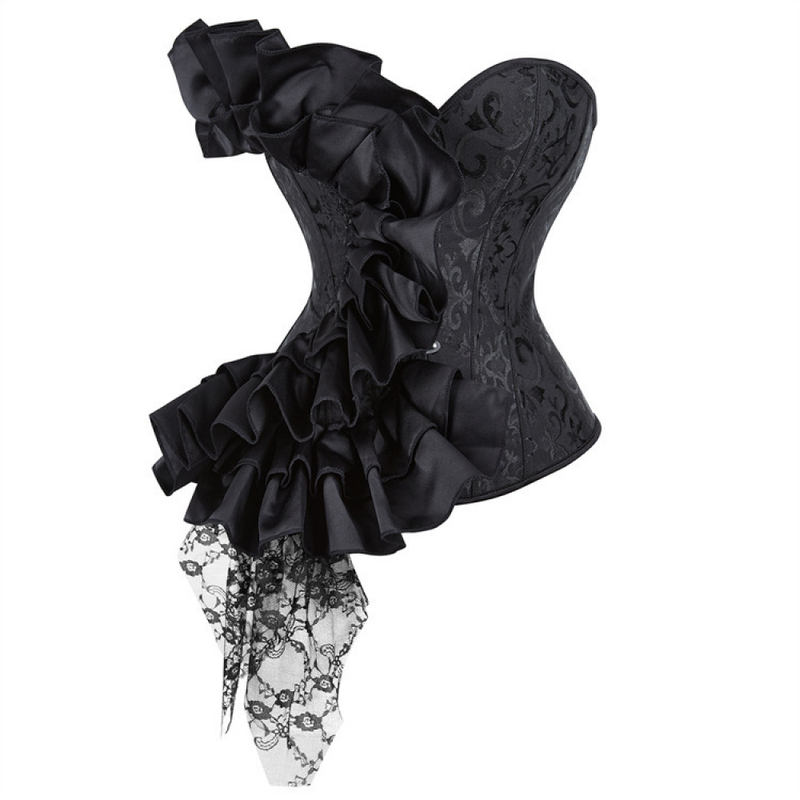 Retro Vintage Victorian Floral Brocade Overbust Corset Bustier - AwwwCos
