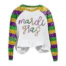 Round Neck Sweatshirts Sequin Long Sleeve Carnival Printed Sweater