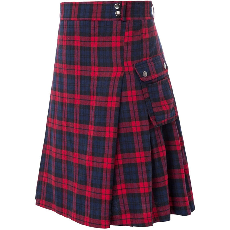 Scottish Men Traditional Highland Tartan Cosplay Utility Pleated Skirt - AwwwCos