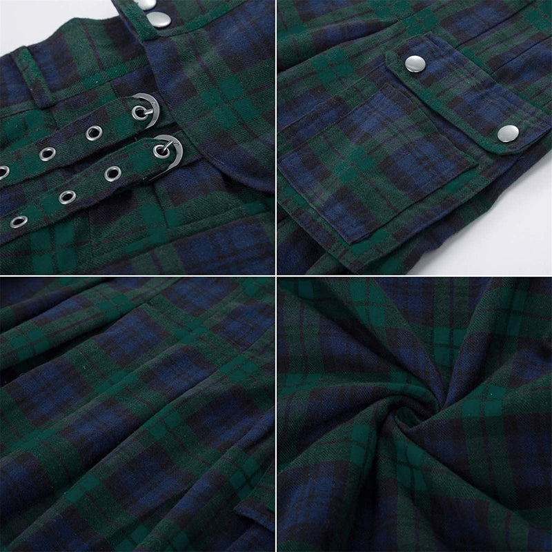 Scottish Men Traditional Highland Tartan Cosplay Utility Pleated Skirt - AwwwCos
