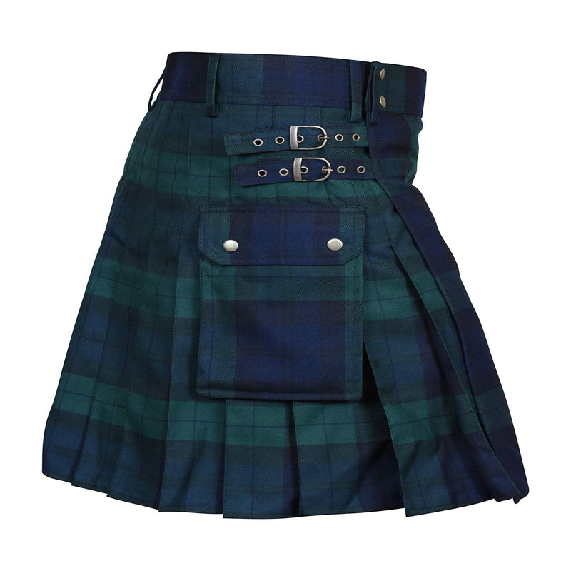 Scottish Men Traditional Highland Tartan Cosplay Utility Pleated Skirt - AwwwCos