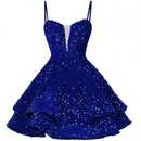 Sequin Homecoming Dress Tiered for Teens Sparkly A Line Cocktail Gown - AwwwCos