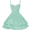 Sequin Homecoming Dress Tiered for Teens Sparkly Lace Up Cocktail Gown - AwwwCos