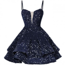 Sequin Homecoming Dress Tiered for Teens Sparkly Lace Up Cocktail Gown - AwwwCos