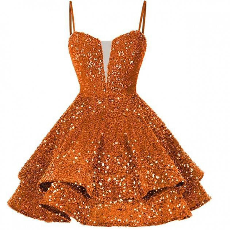 Sequin Homecoming Dress Tiered for Teens Sparkly Lace Up Cocktail Gown