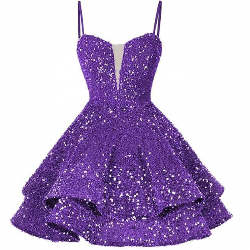 Sequin Homecoming Dress Tiered for Teens Sparkly Lace Up Cocktail Gown