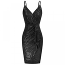 Sequin Ruched Cocktail Party Spaghetti Straps Glitter Bodycon Dress