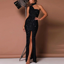 Sequin Sexy Halter High Split Bodycon Cocktail Evening Formal Party Dress - AwwwCos