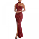 Sequin Sexy Halter High Split Bodycon Cocktail Evening Formal Party Dress - AwwwCos