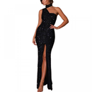 Sequin Sexy Halter High Split Bodycon Cocktail Evening Formal Party Dress - AwwwCos