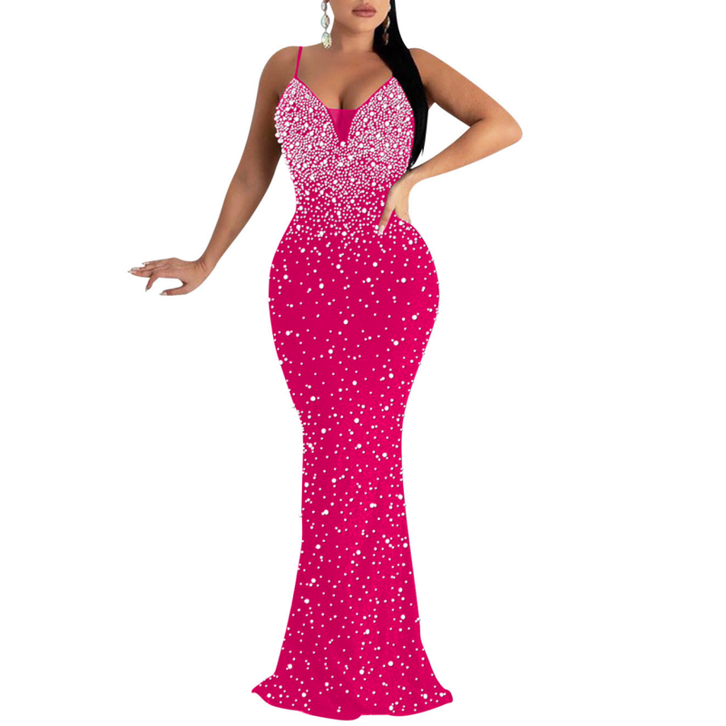 Sequin Sparkly Rhinestone Mermaid Cocktail Party Bodycon Evening Dress