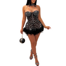 Sexy Feather Rhinestone Party Prom Bodycon Evening Night Mini Dress - AwwwCos