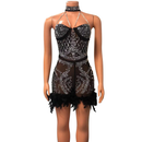 Sexy Feather Rhinestone Party Prom Bodycon Evening Night Mini Dress - AwwwCos