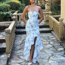 Sexy High Slit Ruffle Mermaid Prom Gown for Women Cocktail Dress - AwwwCos