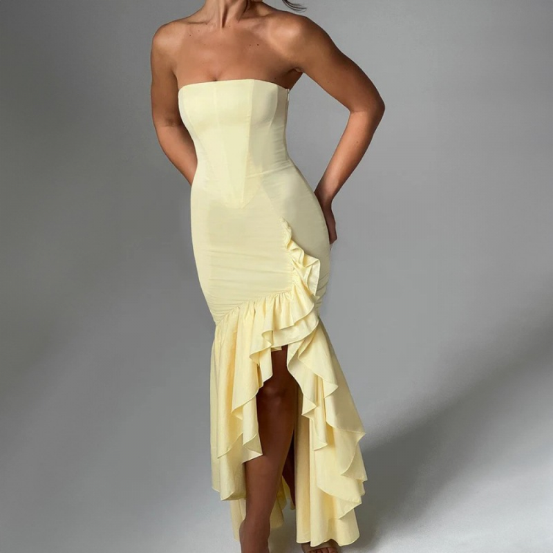 Sexy High Slit Ruffle Mermaid Prom Gown for Women Cocktail Dress - AwwwCos