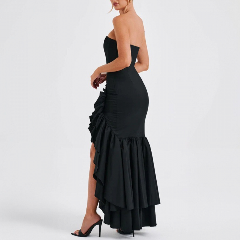Sexy High Slit Ruffle Mermaid Prom Gown for Women Cocktail Dress - AwwwCos