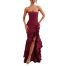 Sexy High Slit Ruffle Mermaid Prom Gown for Women Cocktail Dress - AwwwCos
