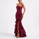 Sexy High Slit Ruffle Mermaid Prom Gown for Women Cocktail Dress - AwwwCos